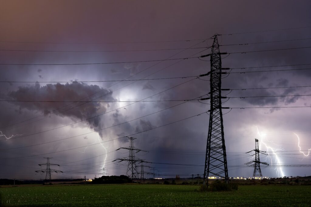 Lightning storm over Prague, Czech republic